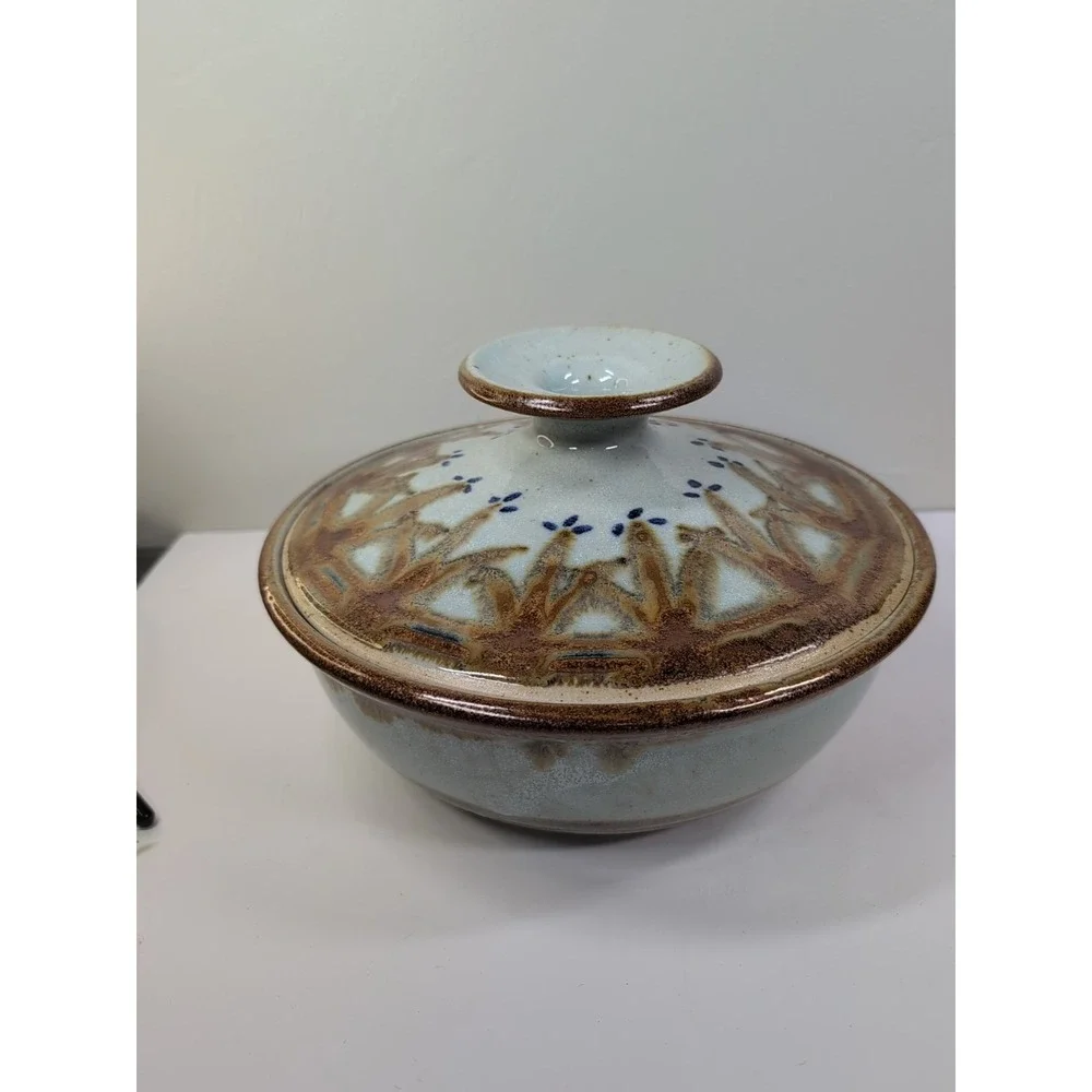Pottery Stoneware‎ Steamer Pot  Blue And Brown